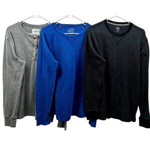 Bundle Of 3 Thermal Henley Waffle Knit Long Sleeve Shirts Large - Goodfellow &Co